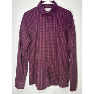 Mizzen+Main Medium Trim Fit Red Plaid Flannel Long Sleeve Shirt Men's‎ Medium
